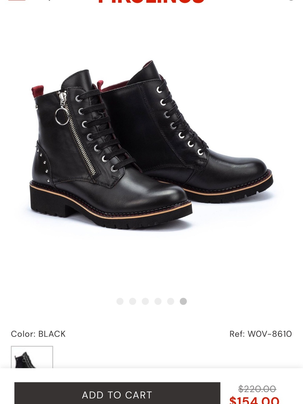 Pikolinos Vicar W0V-8610 Black Leather Lace-Up Boots EU 41